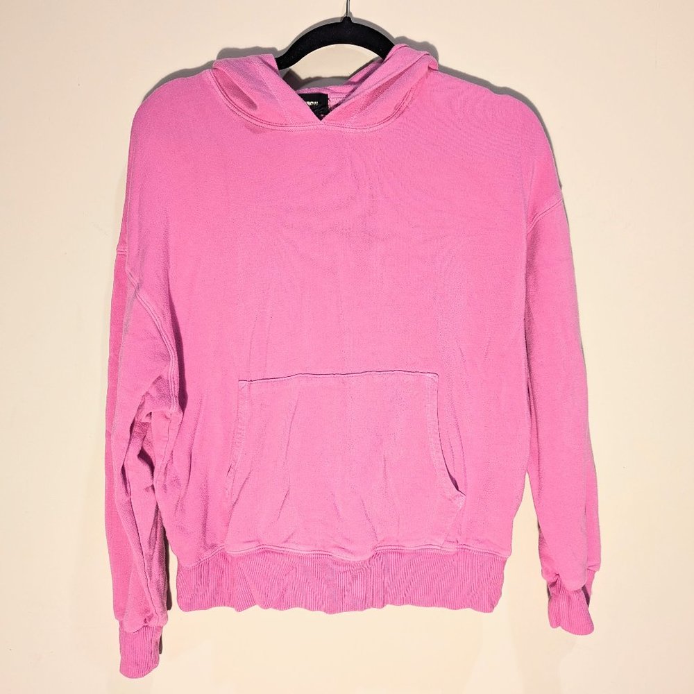 Monrow Hot Pink Kangaroo Pocket Pullover Hoodie Sweatshirt